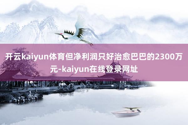 开云kaiyun体育但净利润只好治愈巴巴的2300万元-kaiyun在线登录网址
