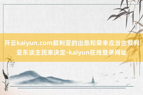 开云kaiyun.com叙利亚的出息和荣幸应当由叙利亚东谈主民来决定-kaiyun在线登录网址