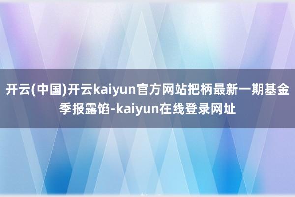 开云(中国)开云kaiyun官方网站把柄最新一期基金季报露馅-kaiyun在线登录网址