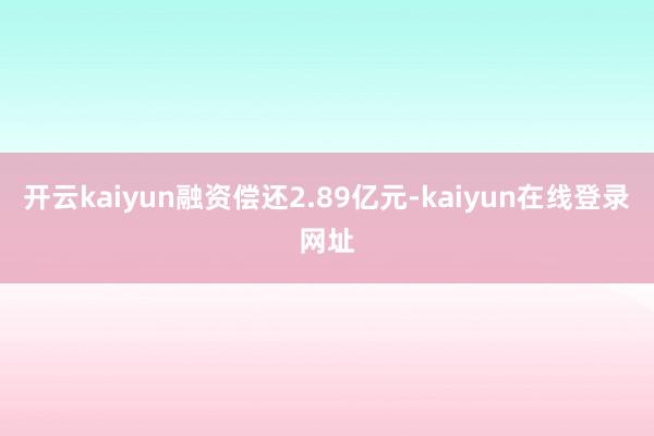 开云kaiyun融资偿还2.89亿元-kaiyun在线登录网址