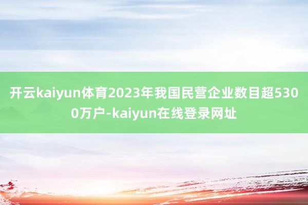 开云kaiyun体育2023年我国民营企业数目超5300万户-kaiyun在线登录网址