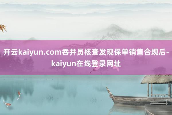 开云kaiyun.com吞并员核查发现保单销售合规后-kaiyun在线登录网址